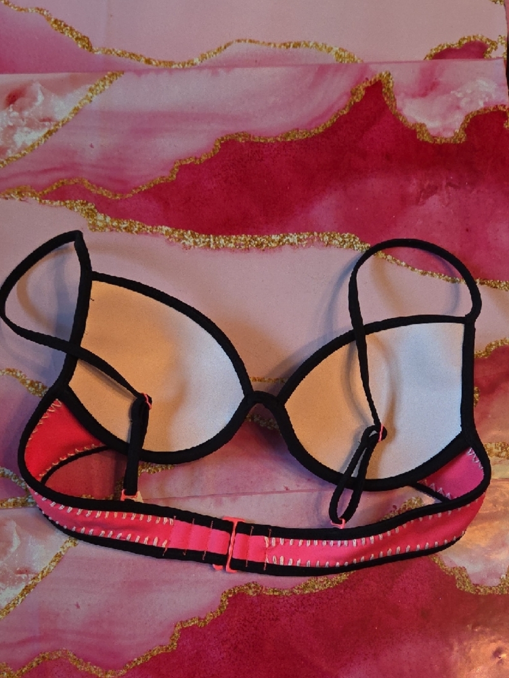 Pink Color Block Bikini Top - Picture 3 of 4